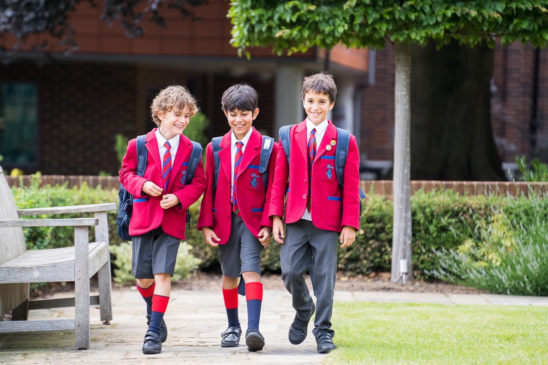 Students walking through the Kings College School campus